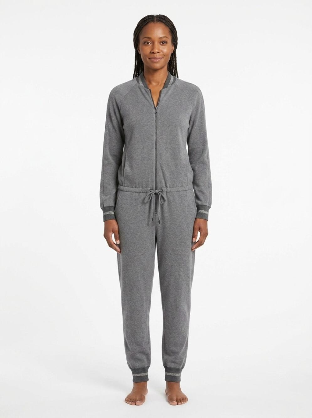 Brunello Cucinelli 100% Cashmere Ribbed Zip Jersey Jumpsuit Women Size S